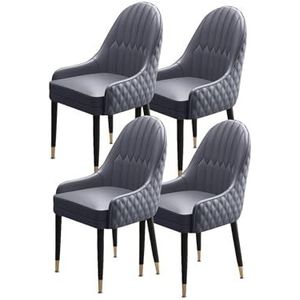 Eetkamerstoelen set van 4, leer zacht gevoerde zitting moderne accent fauteuils huishoudelijke massief houten poten rugleuning stoel