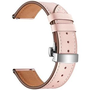 LUGEMA 22 Mm 20 Mm 18 Mm Lederen Armband Compatibel Met Garmin Vivoactive3 4 4S Smart Horlogebandriem Compatibel Met Vivoactive 4 4S 3 Sportpolsband (Color : Pink, Size : 20MM_SILVER BUCKLE)
