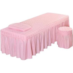 Massagetafel laken set, massage tafel rok kussensloop kruk cover set, schoonheid spreien, schoonheid bed beddengoed (roze-S)