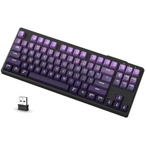 ATTACK SHARK X FREEWOLF M87 80% Draadloos Gamingtoetsenbord, 87 Toetsen TKL RGB Mechanisch Gevoel SA PBT-Toetsenbord Bluetooth /2,4 Ghz Dubbele modus, 4000 mAh Batterij voor Mac/Win - Paars Verloop