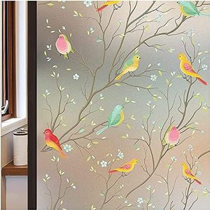 3D-raamfolie, privacy-raamfolie, niet-klevende matte vogel decoratieve vinylglasfolie, statische hechting, gekleurde raamstickers voor thuis, B 75 x L 200 cm
