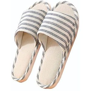 Oniphia Ademende Pantoffels Katoenen Linnen Pantoffels Open Teen Slippers Huishoudelijke Antislip Slippers Geschikt Voor Vrouwen En Mannen Kan In Alle Seizoenen Worden Gedragen, Donkerblauw, 42/43 EU