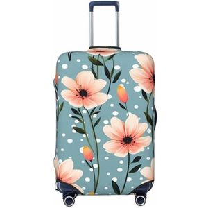 NONHAI Reisbagage Cover Protector Polka Dots Bloemen Koffer Cover Wasbare Elastische Koffer Protector Anti-Kras Koffer Cover Past 45-32 Inch Bagage, Zwart, L