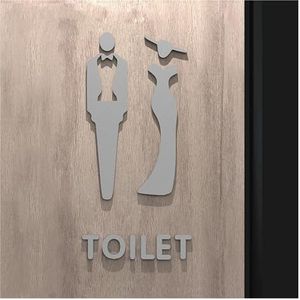 Toilet bewegwijzering zwart goud kleur toilet bord plaat acryl 3D wasruimte deur muur label sticker wc houder bewegwijzering bord kunst hotel huisdecor toilet bord (kleur: 25, maat: 25 x 16 cm)