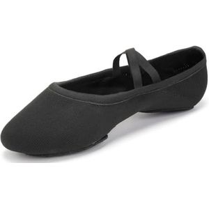 JUODVMP Ballet dansschoenen Split Sole platte pantoffels voor meisjes model SS, Zwarte suède zool, 32 EU