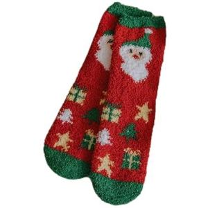 ZOLULA Pluizige Slipper Sokken 2 ST Kerst Sokken Koraal Fleece Winter Pluche Verdikte Warme Opsluiting Vloersokken Mannen en Vrouwen Paar Sokken Slaap Sokken Gift, 1, 35cm-45cm