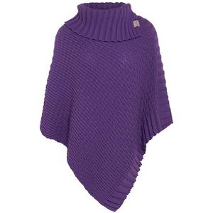 Knit Factory - Nicky Gebreide Poncho - Met sjaal kraag - Dames Poncho - Gebreide mantel - Paarse winter poncho - Purple - One Size