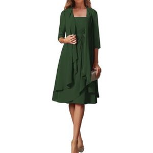 BRIGOW Kant Applique Moeder van de Bruid Jurk voor Bruiloft Prom Jurken Chiffon Cocktail Jurken Plus Size, Emerald Groen, 32