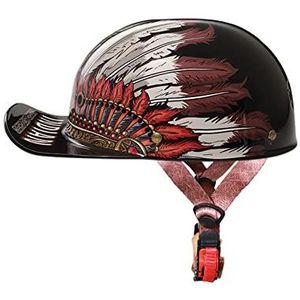 Jet Style Motorhelm, Volwassenen Motorbike Open-Face Helmen DOT Gecertificeerde Retro Baseball Cap Halve Helm voor Scooter Bromfiets Mannen en Vrouwen Street Cruiser Decoration