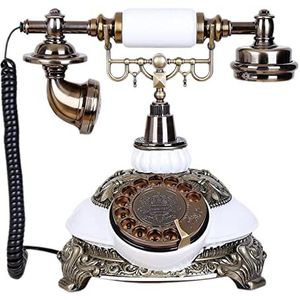 GPDNBIEU, Antieke telefoon Europese Amerikaans huis Vast kantoor retro Vaste lijn Hoge temperatuur waterdicht Galvaniseren(White)