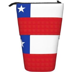 Evengigy Vlag van Chili Print Leuke Etui met Zip Verstelbare Stand Potlood Houder Grappige Make-uptas, Zwart, Eén maat, Tas Organizer