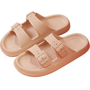 UBOHUZ Gesp Slippers Vrouwen Thuis Zachte Zool Slides Sandalen Vrouw Zomer Antislip Strand Slippers Voor Badkamer, Zwembad, Kaki, 44/45 EU