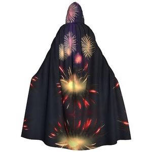 FRESQA Explosie Vuurwerk 3d Party Decor Mantel, Volwassen Hooded Cape, Ultieme Heksenmantel voor Halloween-bijeenkomsten