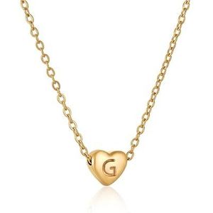 Dames 18K roestvrijstalen liefdesbrief ketting eenvoudig titanium staal perzik hart Engelse letter sleutelbeen ketting sieraden(Style:G)