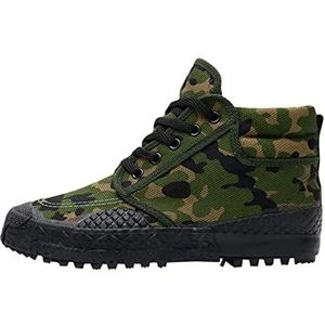 Legertrainingsschoenen for heren, ademende camouflagehoge militaire loopschoenen for buiten, antislip wandelsportschoenen (Color : Army green camouflage, Size : 42 EU)