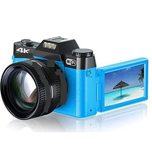 Videocamera Vlogcamera Recorder Flip Screen 48MP Digitale Selfie Camera Groothoek 4K Vlog Camcorder 16X Zoom Beginner Fotografie Camera KIDS Gift(64G TF card,CDR10-Charger)