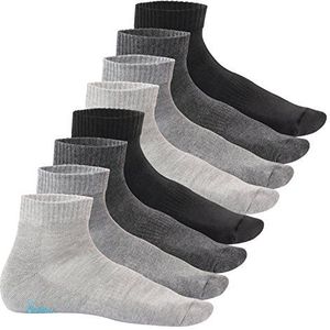 Footstar Dames en heren korte schacht sokken met badstof zool (8 paar) Sneak It!, Classic Grey, 39-42 EU