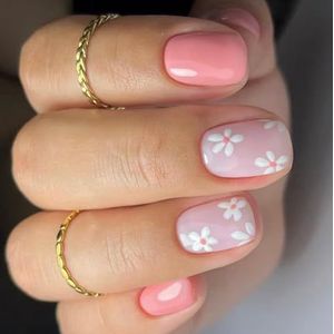 24 stuks vierkante glanzende Franse nep - acryl valse kunstmatige lijm voor vrouwen