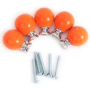 Keramische Knoppen Vintage Kastknoppen, Rode kastgrepen, set van 5 ladeknoppen keuken ronde snoepvorm handgrepen trek lade knoppen keramische kastdeur trekknoppen(Color:Orange)
