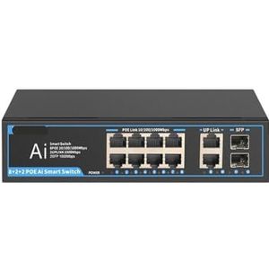 SOEWGAIJI Gigabit Poe Switch 1000Mbps Ethernet Switch Snelle en intelligente Plug and Play 5 8 6 10-poorts Switch (Kleur: 08G22GB)