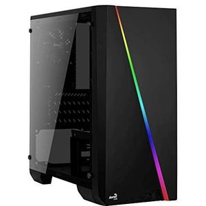 Aerocool Cylon Mini - mATX RGB PC Gaming Case, Full Tempered Glass Side Window, 13 Lighting Modes, 1 x 80 mm Black Fan Included, Micro & Mini ATX Support, Black