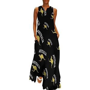 Australië Kangoeroe dames enkellengte jurk slim fit mouwloze maxi-jurken casual zonnejurk 4XL
