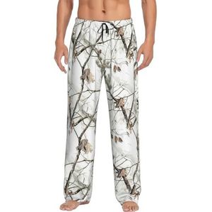 WYCZHY Witte Boom Camo Mannen Pyjama Bottoms Pyjama Broek Voor Mannen Lounge Slaap Bodem Pj Broek Zacht Met Zakken, Zwart, S