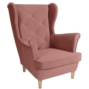 SEELLOO Comfortabele gestoffeerde fauteuil relaxstoel woonkamer oorfauteuil modern slaapkamer poederroze 95 x 81 x 102 cm