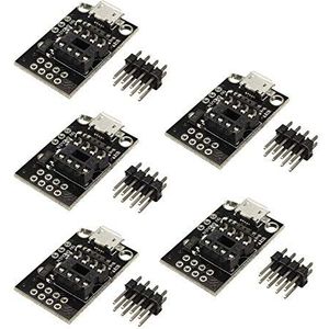 DollaTek 5Pcs Pluggable Ontwikkeling Board voor ATtiny13A/ATtiny25/ATtiny45/ATtiny85 Programmering Editor Micro Usb Power Connector