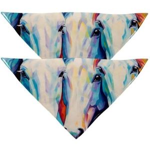 Hond Bandanas, Bruiloft Foto Prop, Vierkante Slabbetjes Huisdier Accessoires,2-Pc,Abstracte Kunst Kleurrijke Paard,Hond Sjaal