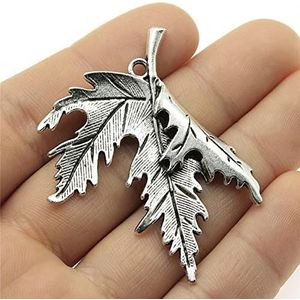 2st 55x45mm Antiek Zilver Kleur Antiek Brons Maple Leaf Hanger Hanger Maple Leaf Maple Leaf Charm-Antiek Verzilverd