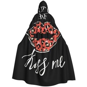 EdWal Leopard Lips print Unisex Hooded Mantel, Cosplay Heks Mantel, Volwassen Vampieren Cape, Carnaval Feestbenodigdheden