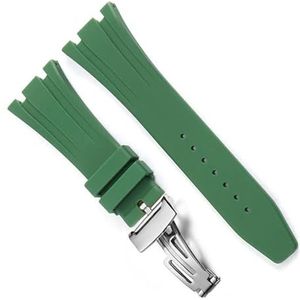 yeziu Rubberen Horlogeband Voor AP Royal Oak Offshore 15400/15202/15703 Mannen Horlogeband Accessoires(Color:Green Silver,Size:27mm)