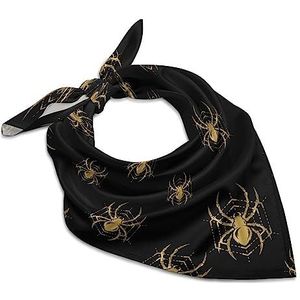 Gouden spin bandana's voor mannen vrouwen vierkante kop zijden sjaal lichtgewicht wrap nek zakdoek halsdoek 63,5 cm x 63,5 cm