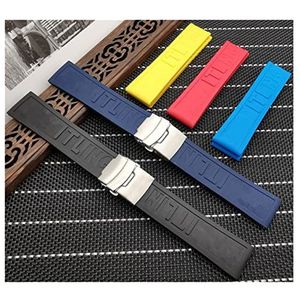 Siliconen rubberen horlogeband 22mm 24mm zwart geel rood blauw horlogeband armband geschikt for Navitimer/Avenger/Breitling riem toos (Color : Dark blue, Size : 22mm without buckle)