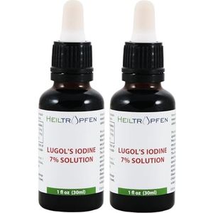 2x 30 ml Lugols jodiumoplossing 7% | 21% vloeibare formulering | 7 procent elementair jodium en 14% kaliumjodide | Dubbel pakje | Lugols oplossing | Heiltropfen®