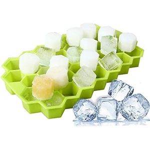 Honingraat Ice Cube Mold Siliconen Herbruikbare Ice Cube Maker Herbruikbare Food Grade Ice Cube Trays met Deksel voor Whisky Cocktail Drink (Oranje)