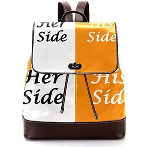 Gepersonaliseerde schooltassen boekentassen voor tiener haar kant en zijn kant wit oranje, Meerkleurig, 27x12.3x32cm, Rugzak Rugzakken
