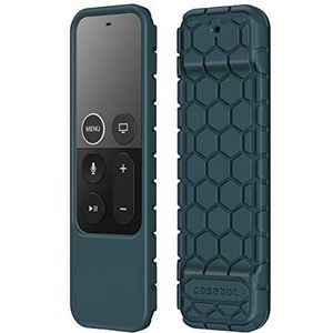 Fintie Afstandsbediening hoes voor Apple TV 4K 5e en 4e generatie Siri afstandsbediening - [bijenstokserie] Lichte anti-slip stootvaste siliconen beschermhoes Slim Case Cover, Middernacht Blauw