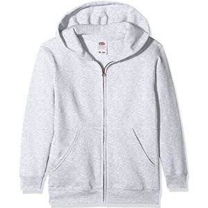 Fruit of the Loom Jongens Classic Hooded Sweat Jacket Kids Hoodie, grijs (Heather Grey 123), 140 cm