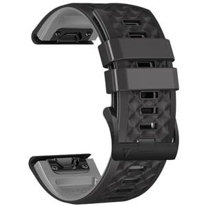 22 mm 26 mm QuickFit Siliconen Sportarmband geschikt voor Garmin Epix Gen 2 Fenix ​​7X 6X Pro Quatix 7X/Enduro 7 5XPlus Horlogeband (Kleur: Zwart Grijs, Maat: QuickFit 26 mm)