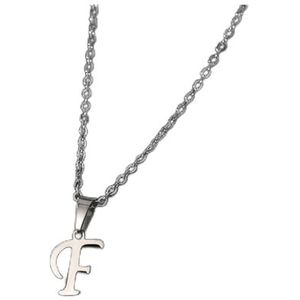 Eenvoudige zilveren kleur 26 letter hanger ketting mode unisex AZ initialen roestvrijstalen choker sleutelbeen ketting sieraden (Style : FN782174)