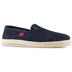 Andrés Machado - mocassins dames/mocassins heren - AM500 - voor de zomer - slippers - in linnen met rubberen antislip zool – Donker blauw netwerk, EU 46