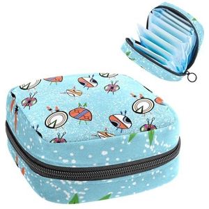 Opbergtas voor maandverband, menstruatiecup zakje tampon tas, menstruatiepads, houder organizer voor vrouwen en meisjes, cartoonpatroon