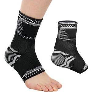 MILAIUN Enkelbandage, 1 paar enkelbrace, compressiesokken voor dames en heren, verstelbare enkelbandage, brace voor sport, voetbal en fitness (L, zwart)