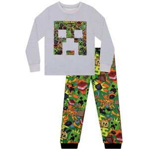 Minecraft Pyjama's, Creeper Jongens Pyjama's, Lange Mouw Gaming Kinderpyjamas, Veelkleurig 128