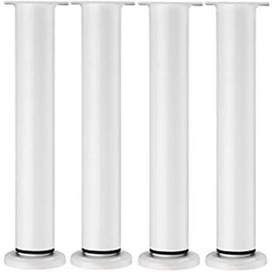 Meubilair accessoire metalen meubels poten, 4 stuks telescopische verstelbare hoogte bankpoten kledingkast voeten bed voeten, ronde salontafel voeten, moderne vervanging(White,25cm(10in))