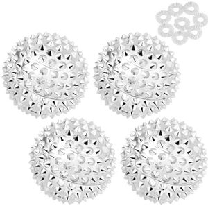 URAQT 4 stuks magnetische massageballen set met 8 ringen, handacupunctuurbal voor fysiotherapie, 32 mm gezondheidsmagnetische massagebal en fidgetring voor stressverlichting, strakke spieren (zilver)
