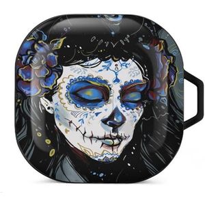 Muerte Blauw Oordopjes Hoesje Compatibel met Samsung Hard Shell Beschermhoes Zwart-Stijl