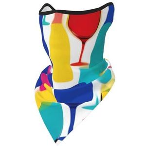 UVBDF Cocktailglazen en wijnflessen, gezichtsbedekking, sjaal, ademend voor hardlopen, kamperen, klimmen